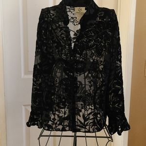 IEDESIGNED BLACK SEETHRU BLOUSE